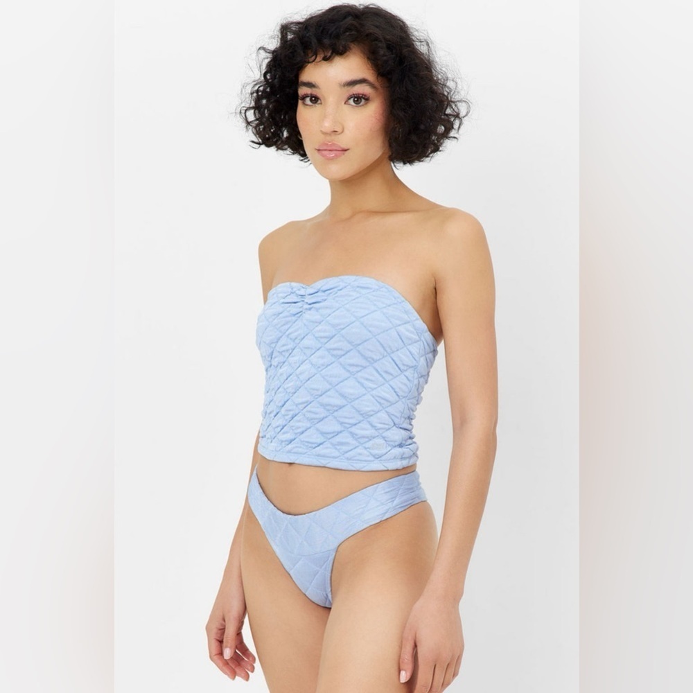 Frankie’s bikinis Lani strapless top and Sofia Puff bottom large (full set)